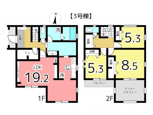 姫路市勝原区山戸、新築一戸建ての間取り画像です
