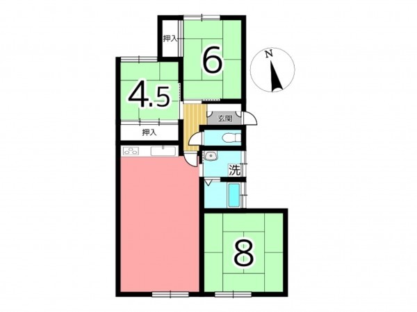 姫路市飾磨区恵美酒、マンションの間取り画像です