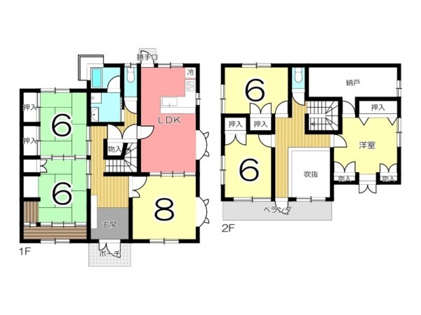 姫路市花田町、中古一戸建ての間取り画像です