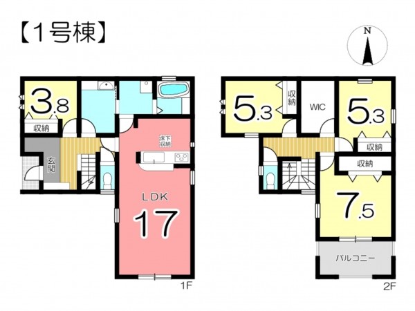 姫路市網干区坂出、新築一戸建ての間取り画像です