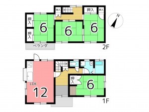 相生市緑ケ丘、中古一戸建ての間取り画像です