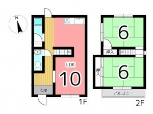 姫路市南八代町、収益/事業用物件/住宅の間取り画像です