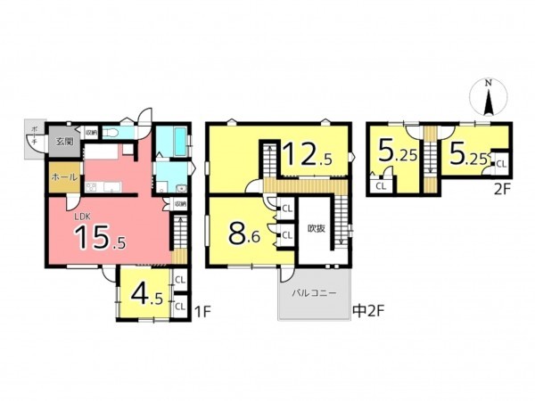 たつの市揖西町南山、中古一戸建ての間取り画像です