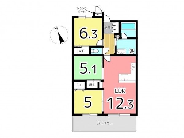 姫路市安田、マンションの間取り画像です