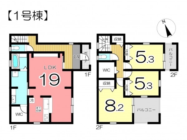 姫路市広畑区西蒲田、新築一戸建ての間取り画像です