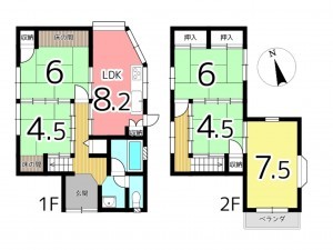 姫路市木場、中古一戸建ての間取り画像です