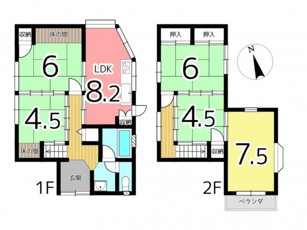 姫路市木場、中古一戸建ての間取り画像です