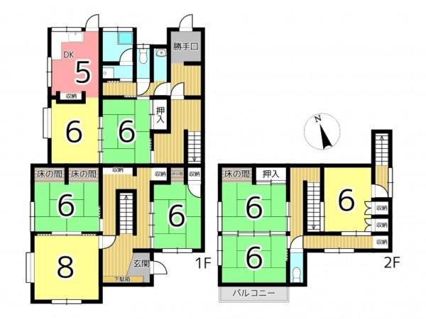 相生市山手、中古一戸建ての間取り画像です