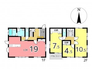姫路市勝原区宮田、中古一戸建ての間取り画像です