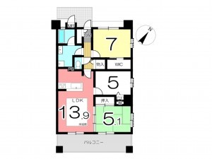 姫路市東延末、マンションの間取り画像です