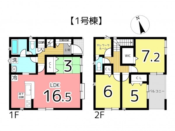 姫路市広畑区西蒲田、新築一戸建ての間取り画像です