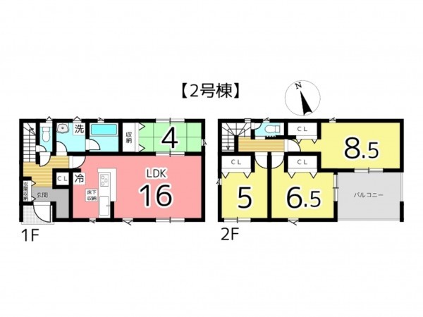 姫路市広畑区西蒲田、新築一戸建ての間取り画像です