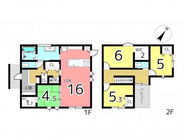 たつの市龍野町末政、新築一戸建ての間取り画像です