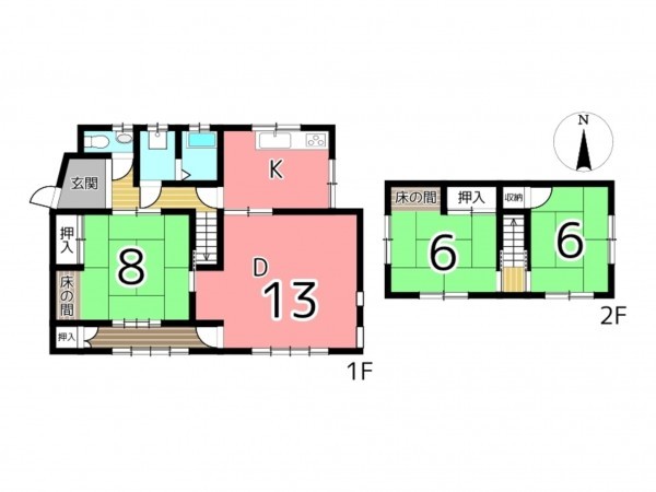 相生市若狭野町野々、中古一戸建ての間取り画像です