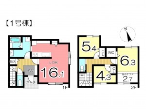 姫路市御立西、新築一戸建ての間取り画像です