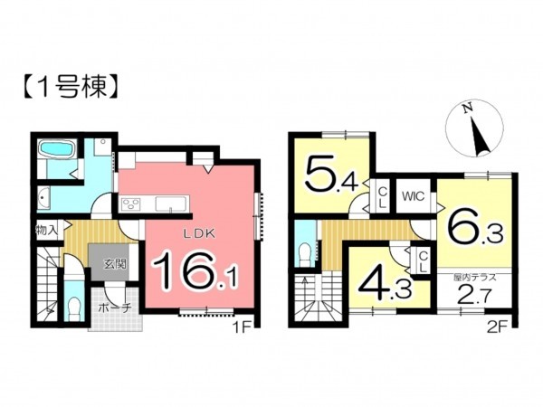 姫路市御立西、新築一戸建ての間取り画像です