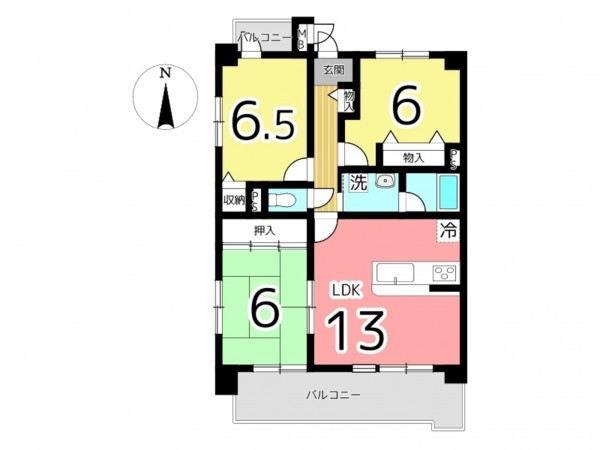 姫路市保城、マンションの間取り画像です