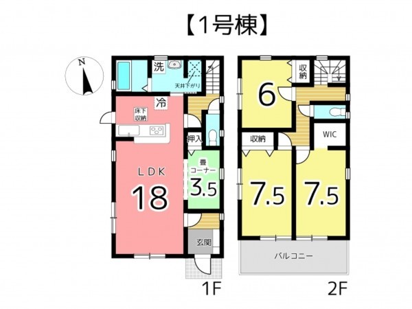 姫路市田寺、新築一戸建ての間取り画像です