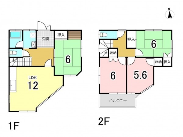 姫路市広畑区才、中古一戸建ての間取り画像です