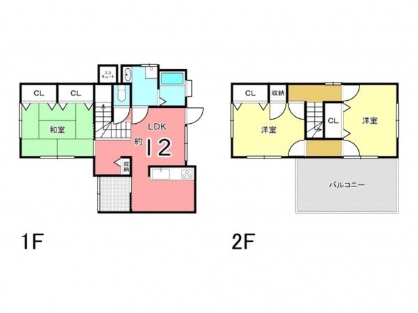 姫路市広畑区小坂、中古一戸建ての間取り画像です