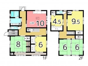 姫路市広畑区蒲田、中古一戸建ての間取り画像です