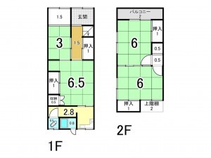 姫路市広畑区才、中古一戸建ての間取り画像です