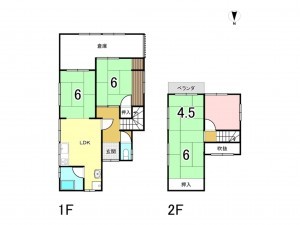 姫路市広畑区蒲田、中古一戸建ての間取り画像です