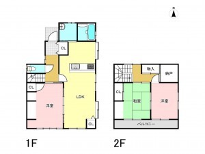 姫路市広畑区高浜町、中古一戸建ての間取り画像です