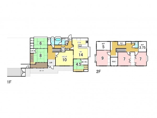 姫路市広畑区正門通、中古一戸建ての間取り画像です