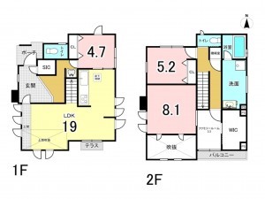 姫路市広畑区小松町、中古一戸建ての間取り画像です