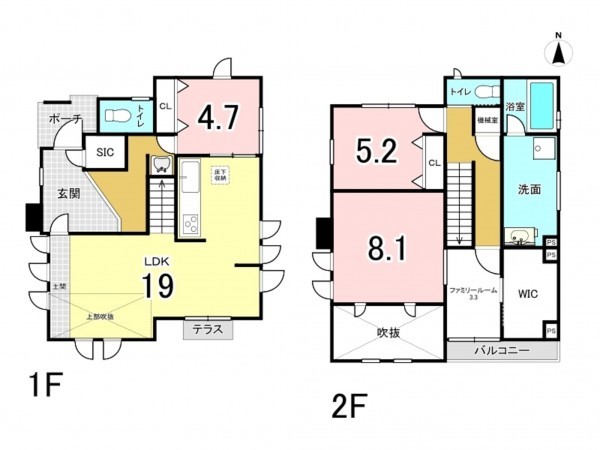 姫路市広畑区小松町、中古一戸建ての間取り画像です