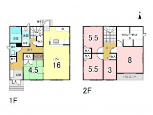 姫路市勝原区丁、中古一戸建ての間取り画像です