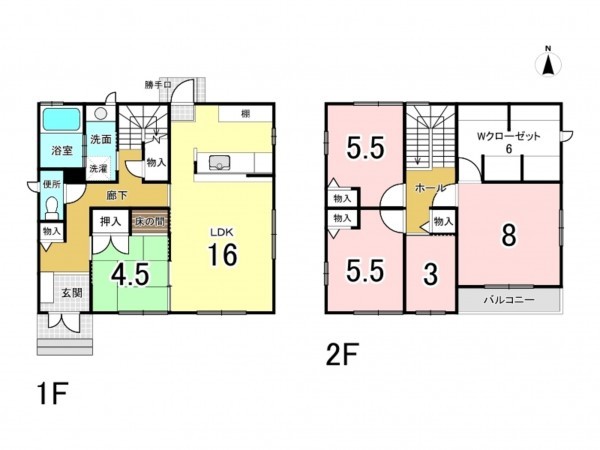 姫路市勝原区丁、中古一戸建ての間取り画像です