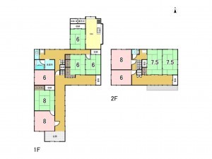 姫路市勝原区大谷、中古一戸建ての間取り画像です