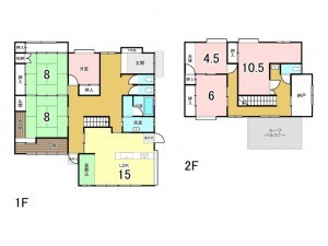 姫路市勝原区丁、中古一戸建ての間取り画像です
