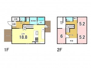 姫路市広畑区西蒲田、中古一戸建ての間取り画像です