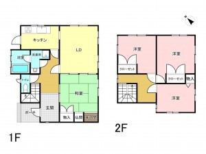 姫路市大津区西土井、中古一戸建ての間取り画像です