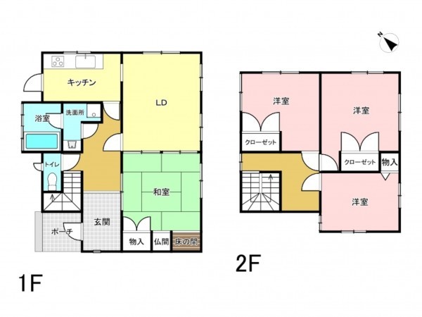 姫路市大津区西土井、中古一戸建ての間取り画像です