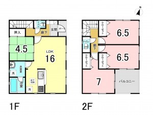 姫路市大津区平松、中古一戸建ての間取り画像です