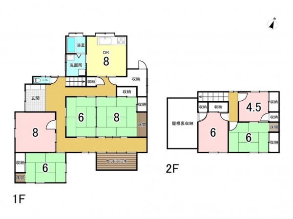 姫路市網干区津市場、中古一戸建ての間取り画像です