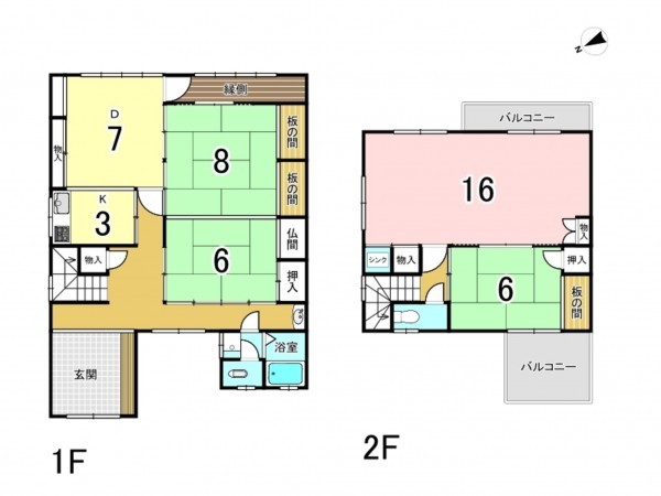 姫路市網干区余子浜、中古一戸建ての間取り画像です