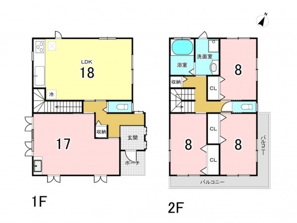 姫路市網干区新在家、中古一戸建ての間取り画像です