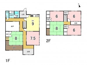 姫路市網干区坂上、中古一戸建ての間取り画像です