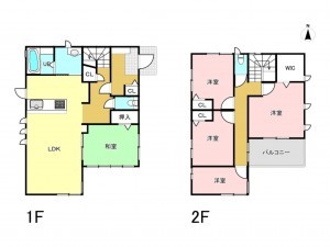 姫路市網干区田井、中古一戸建ての間取り画像です