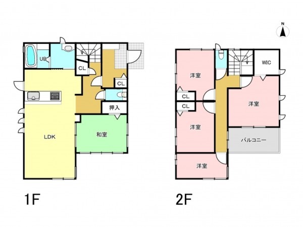 姫路市網干区田井、中古一戸建ての間取り画像です