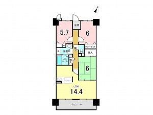 姫路市網干区和久、マンションの間取り画像です