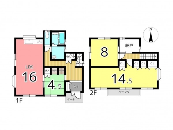 姫路市青山、中古一戸建ての間取り画像です