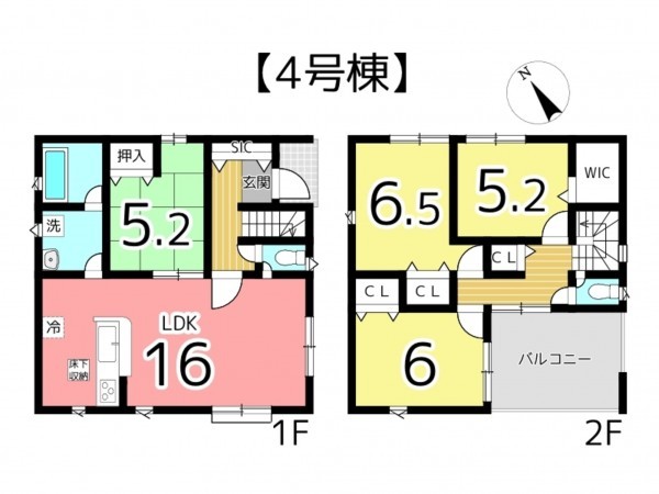 姫路市飾磨区妻鹿、新築一戸建ての間取り画像です