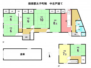 揖保郡太子町鵤、中古一戸建ての間取り画像です