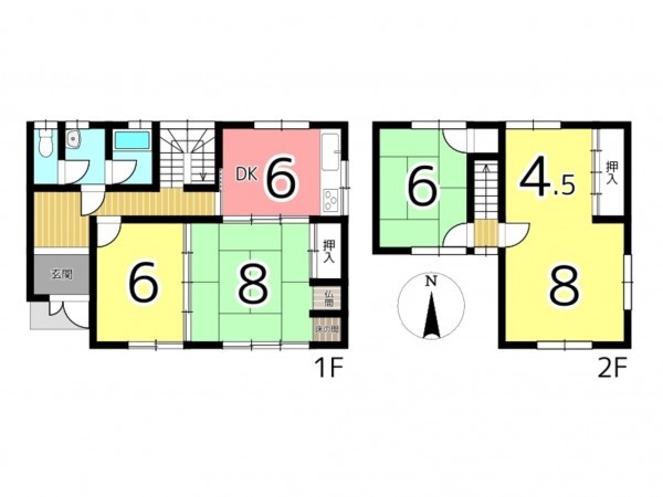 揖保郡太子町鵤、中古一戸建ての間取り画像です